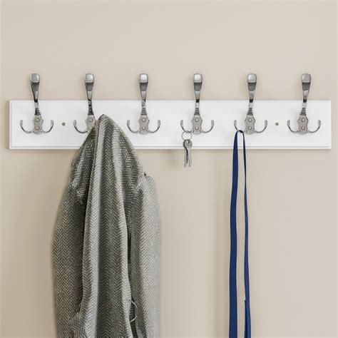 Wall Hook Rail-Mounted Hanging Rack With 6 Hooks-Entryway, Hallway, Or Bedroom-Storage ...