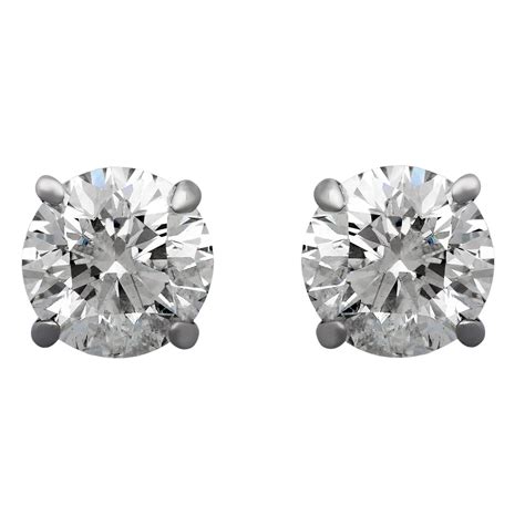 Estate 14k White Gold Brilliant Diamond Stud Earrings - Marvelous ...