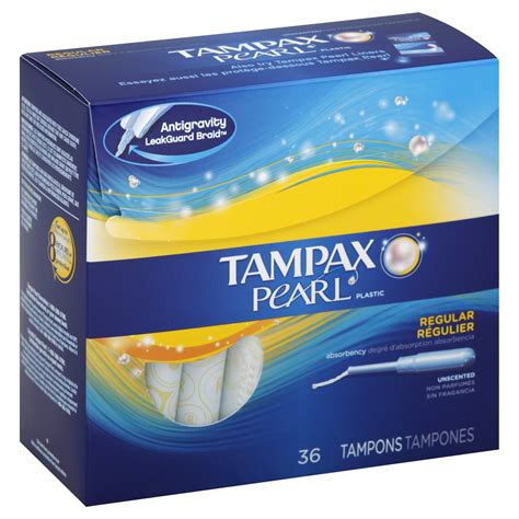 Tampax Pearl Tampons, Plastic, Regular Absorbency, Unscented, 36 tampons - Health & Wellness ...