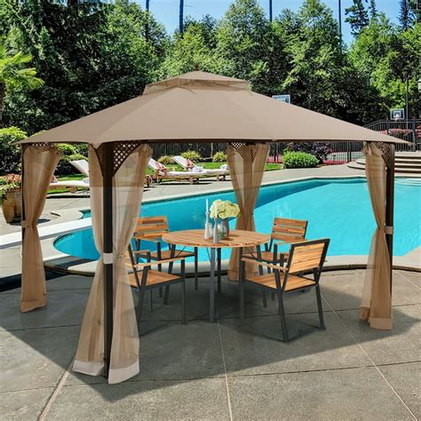 Costway 12' x 10' Outdoor Patio Gazebo Canopy Shelter Double Top ...