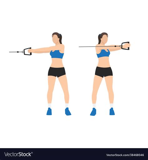 Woman doing cable core rotation exercise Vector Image