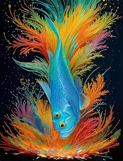 Premium AI Image | colorful fish wallpaper background