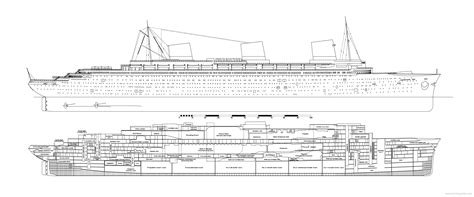 Profile and cross-section of the SS Normandie | Ss normandie, Normandy ...