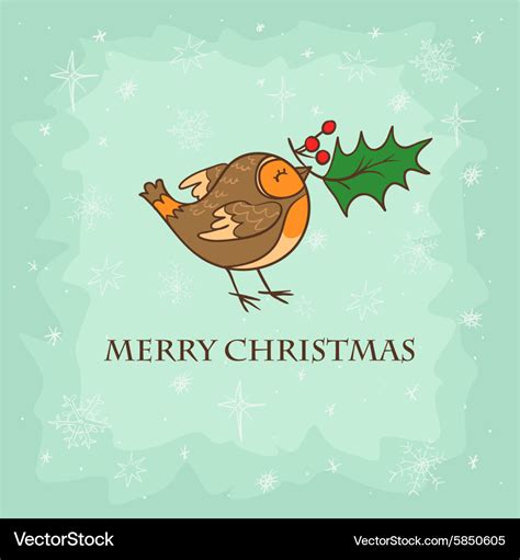 Christmas card with bird Royalty Free Vector Image