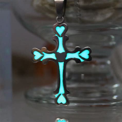 Glowing Cross Necklace Cross Love Stainless Steel Necklace Glow In The ...