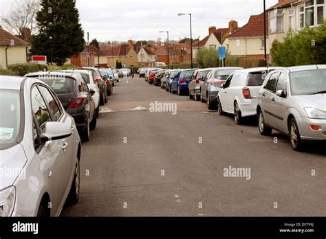 Roads full of parked cars near Southmead Hospital in Bristol, an ...