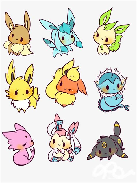 Buttons Are - All Eevee Evolutions Drawing - 1500x1941 PNG Download - PNGkit