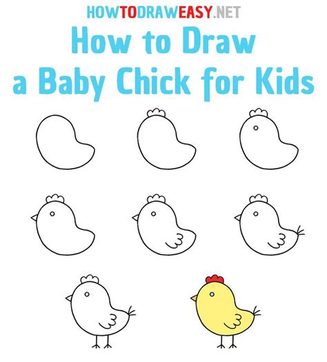 How to Draw a Baby Chick Step by Step | Drawing for kids, Toddler drawing, Drawing lessons for kids