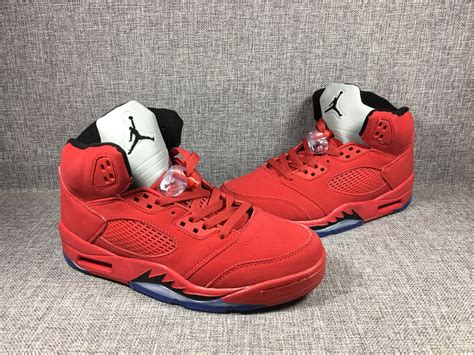 Men's 2017 Air Jordan 5 Raging Bull Red Suede University Red/Black ...