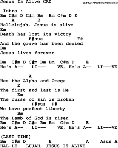 Christian Childrens Song: Jesus Is Alive Lyrics and Chords