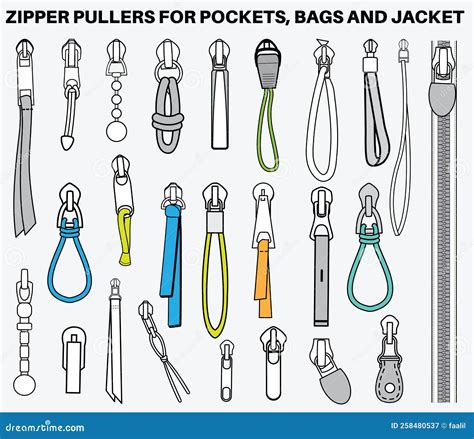 Zipper Types Vector Illustration On Black Background. | CartoonDealer.com #65137311