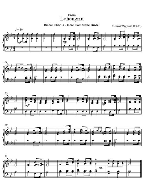 Bridal Chorus - Here Comes The Bride! by Wagner For Easy Piano Sheet ...