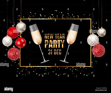 Happy New Year Party 31 December Poster Illustration Stock Photo - Alamy