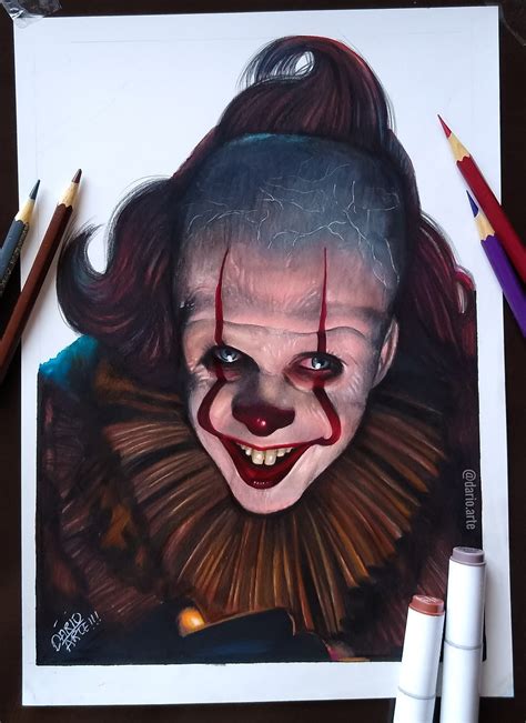 Handmade Pennywise Drawing With Colored Pencils Size A4 12x8 - Etsy ...