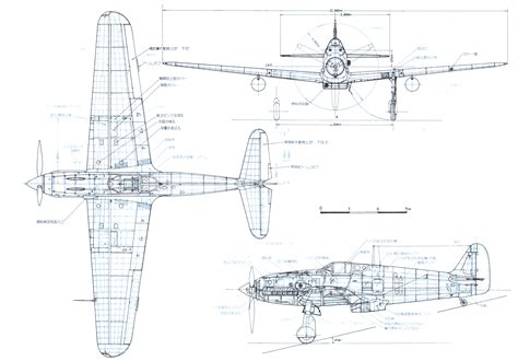 Kawasaki Ki-61 Hien Blueprint - Download free blueprint for 3D modeling