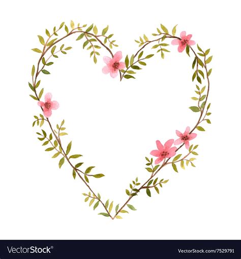 Watercolor heart of flowers Royalty Free Vector Image