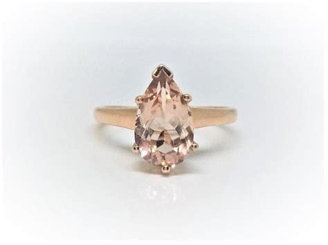 10K Rose Gold Pear Shaped Natural Morganite Ring - Etsy