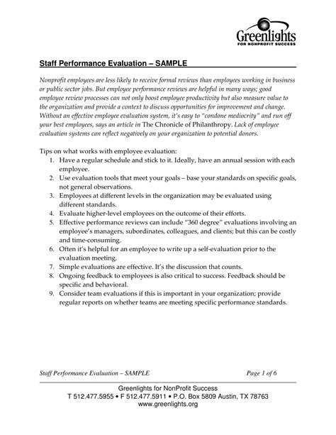 Samples Of Written Employee Evaluations - Printable Forms