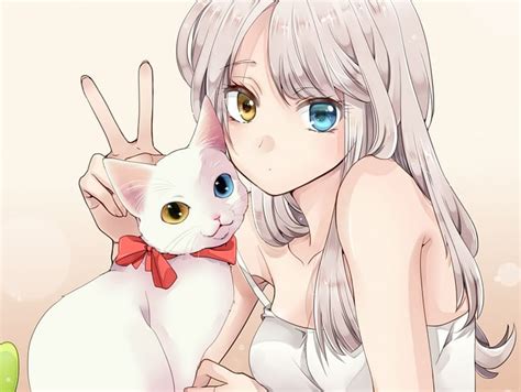 Anime White Cat Girl