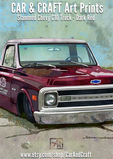 Truck Art Slammed Chevy C10 Truck - Maroon Red | Andrea Helm Truck Art ...