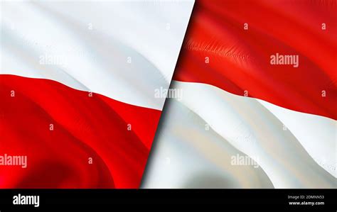 Poland and Indonesia flags. 3D Waving flag design. Poland Indonesia ...