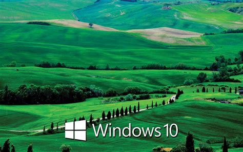 Windows 10 text logo on the green hills wallpaper - Computer wallpapers ...