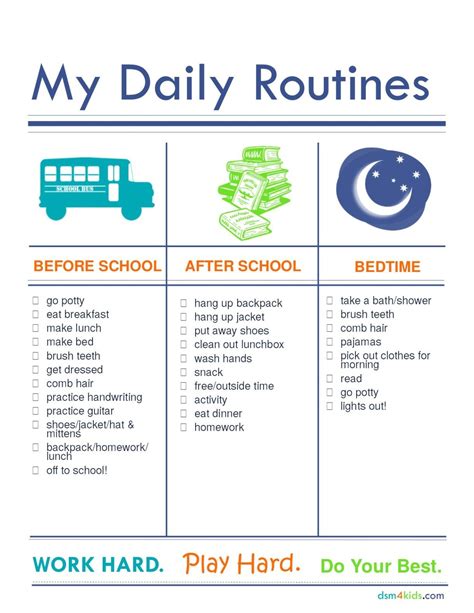 Back To School: Establishing Morning & Evening Routines 4 Kids - dsm4kids | School morning ...