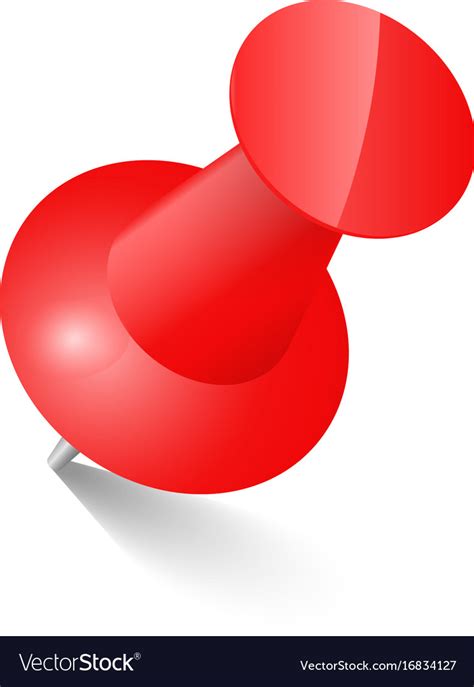 Red push pin thumbtack top view Royalty Free Vector Image