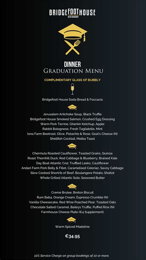 Graduation Dinner Menu Templates