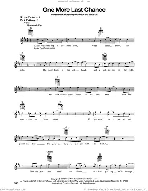 One More Last Chance sheet music for guitar solo (chords) (PDF)