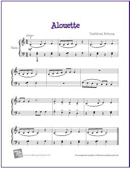 Alouette | Free Easy Piano Sheet Music