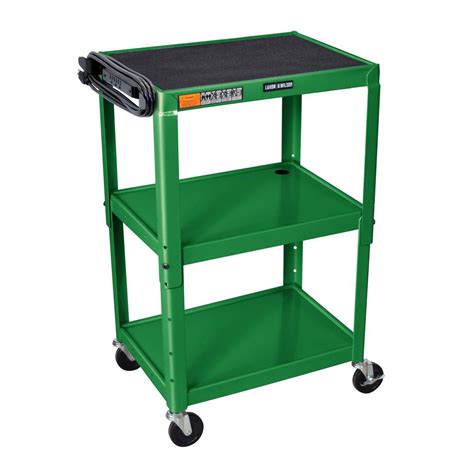 Luxor Adjustable Height Steel 24 in. in., Utility Cart in green-AVJ42-GN - The Home Depot