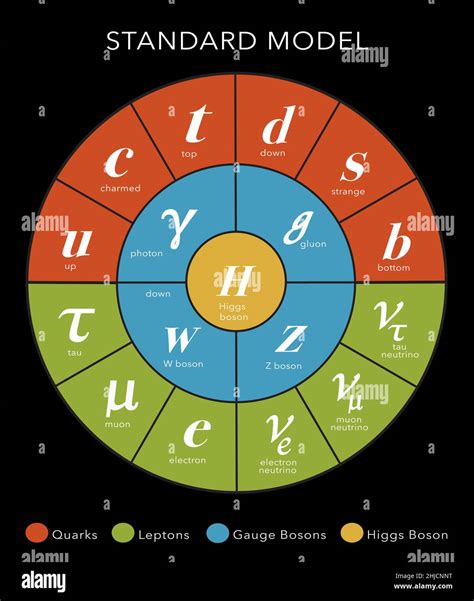 A diagram of the Standard Model to show particle physics. Particle ...