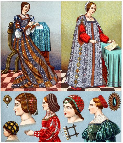 Italian fashion. Female costumes, Hairstyles and Headgear. 16th century ...