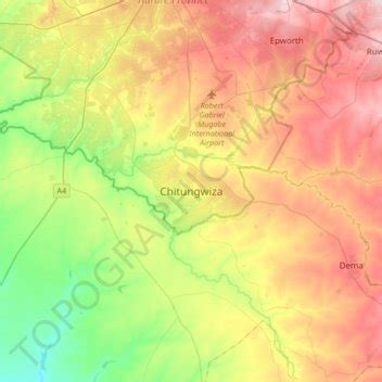 Chitungwiza topographic map, elevation, terrain