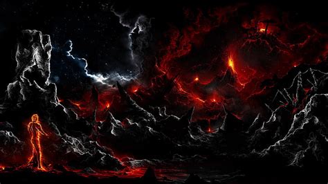 HD wallpaper: alberto, art, clouds, Dark, fire, Lava, man, rock, Vangelista | Wallpaper Flare