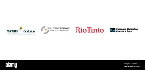 Freeport McMoRan, Rio Tinto, Maaden, Salzgitter. Vector illustration, editorial logo Stock ...