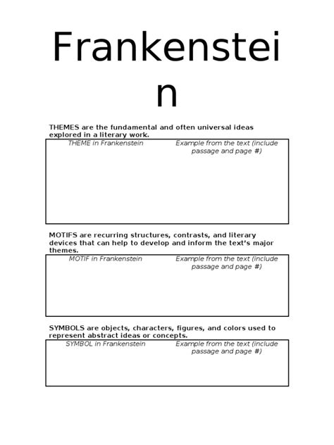 Frankenstein Themes, Motifs, Symbols | PDF