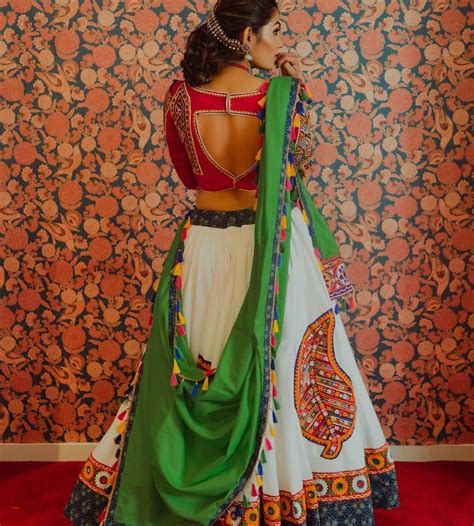 White multi colored Gujarati lehenga Annu's creation | Dress clothes ...