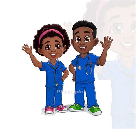 Black Boy and Girl Cartoon Doctor | Freelancer