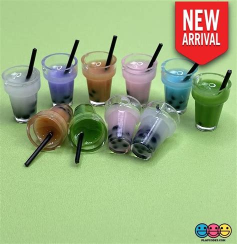 Boba Bubble Tea Cups with Straws Fake 3D Charms 6 colors (10 pcs ...