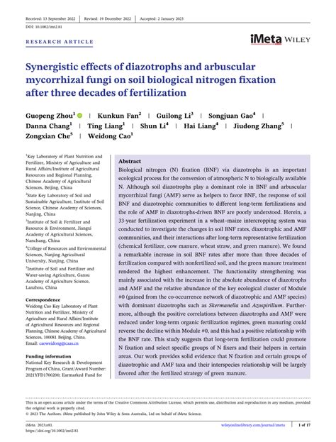 (PDF) Synergistic effects of diazotrophs and arbuscular mycorrhizal ...