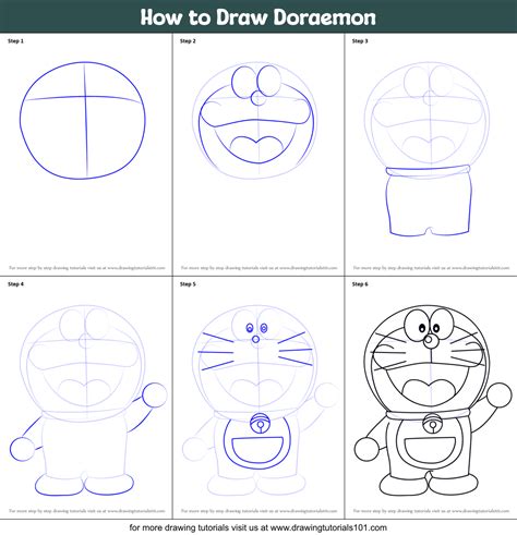 How to Draw Doraemon (Doraemon) Step by Step | DrawingTutorials101.com