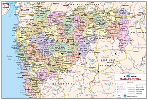 Maharashtra Travel Map, Maharashtra State Map with districts, cities, towns, tourist places ...