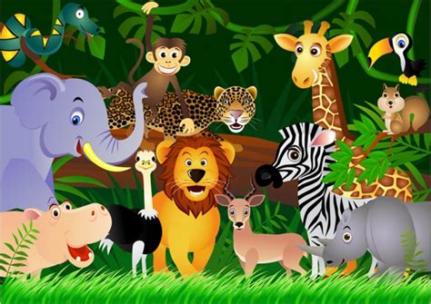 Jungle Animals Wallpaper Wall Mural