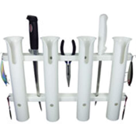 4 Rod Deluxe Fishing Rod Holder Rack White | Boat Outfitters