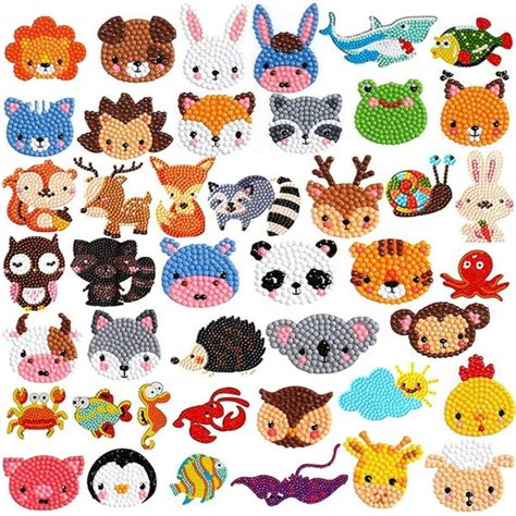 Diamond Animal Painting Stickers Kits for Kids 5D Gem Art Kits for Kids ...