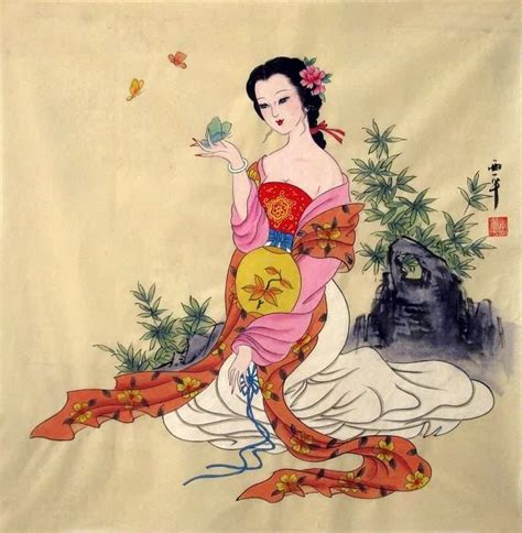 Beautiful Ladies,69cm x 69cm(27〃 x 27〃),3801002-z | Chinese painting, Ancient japanese art ...