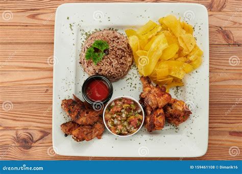 Gallo Pinto with Fried Chicken Stock Photo - Image of lunch, america ...