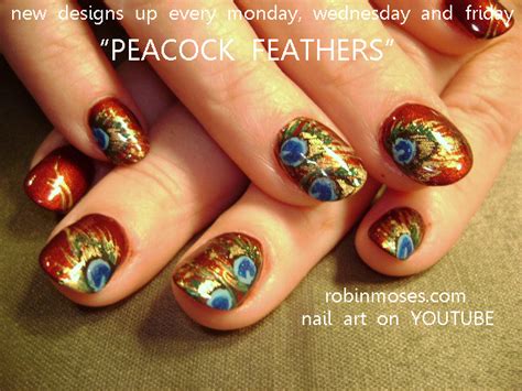 Nail Art by Robin Moses: peacock nail art design, peacock nails, pink ...